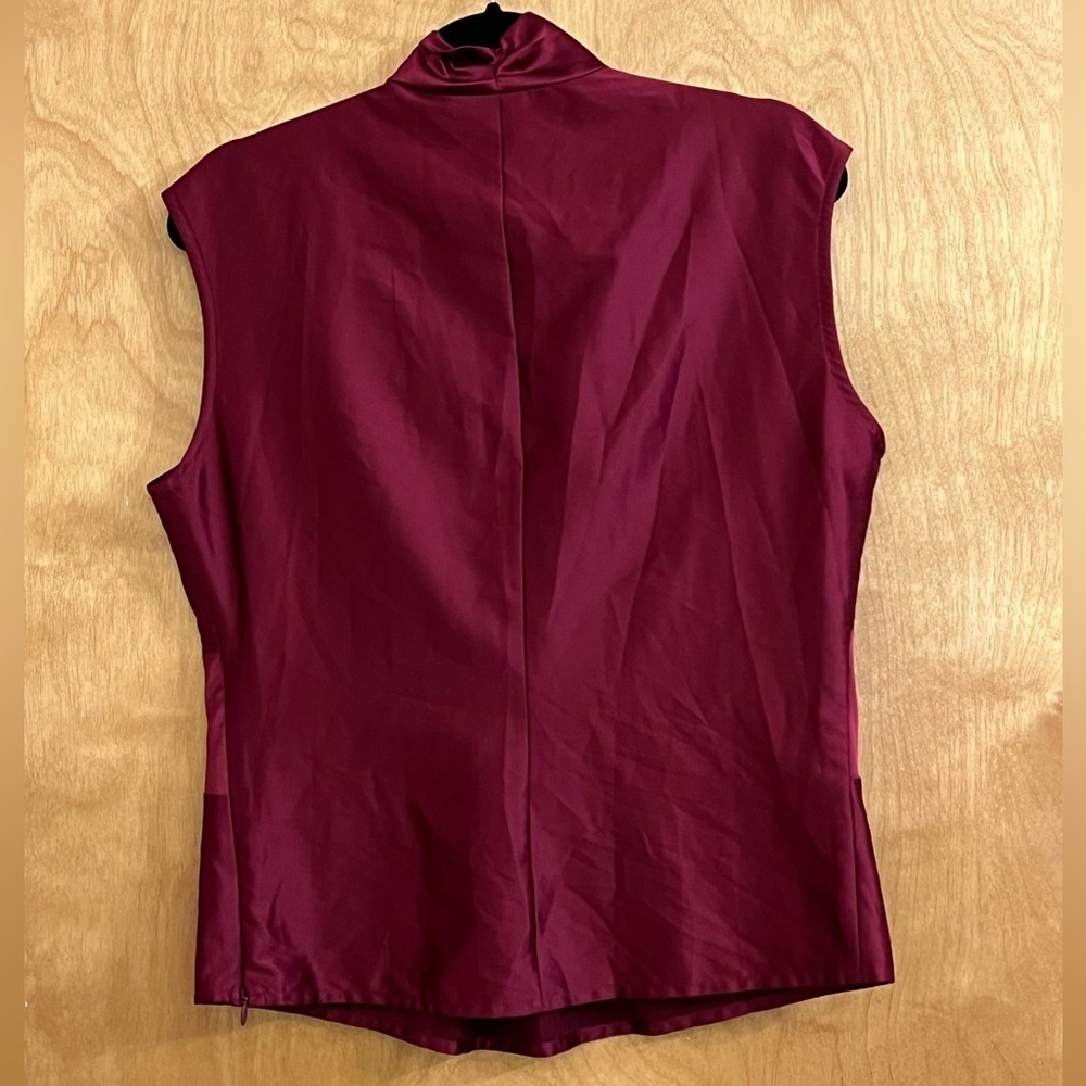 Calvin Klein Red Ruched Mandarin Collar Blouse - Picture 2 of 5